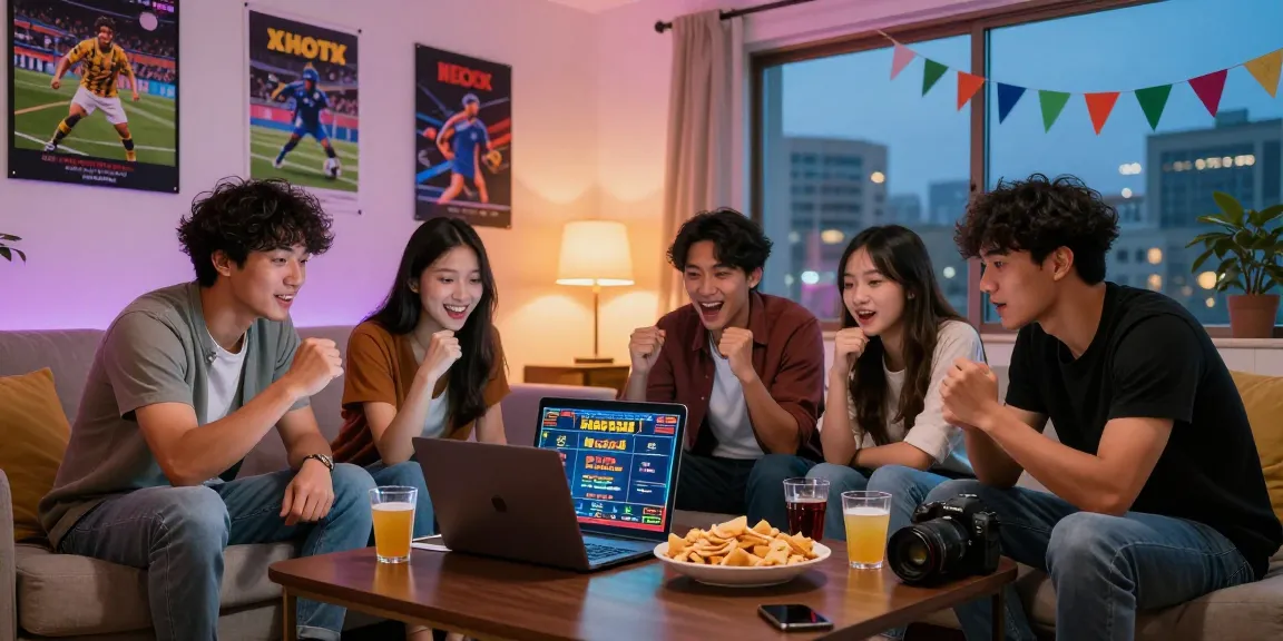 Group of friends exploring 토토사이트 검증 먹튀스팟 recommendations in a cozy living room with snacks.