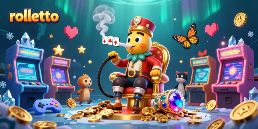Experience rolletto's vibrant casino scene with playful characters and exciting gaming elements.