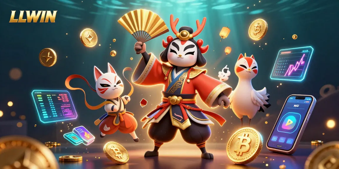 Experience LLWIN in a vibrant 3D scene featuring dynamic gaming elements and captivating characters.
