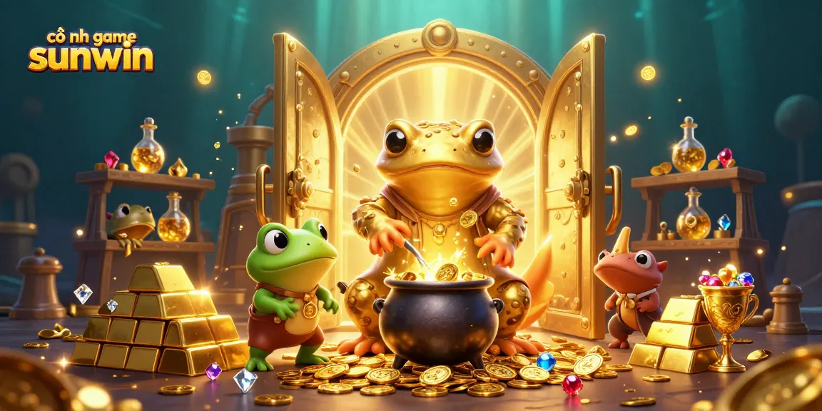Experience the magic at cổng game sunwin with a 3D rendering of alchemy and treasure in action.