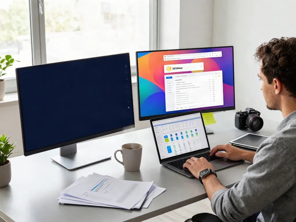 Data analyst working with SEOMoz says tools in a bright office