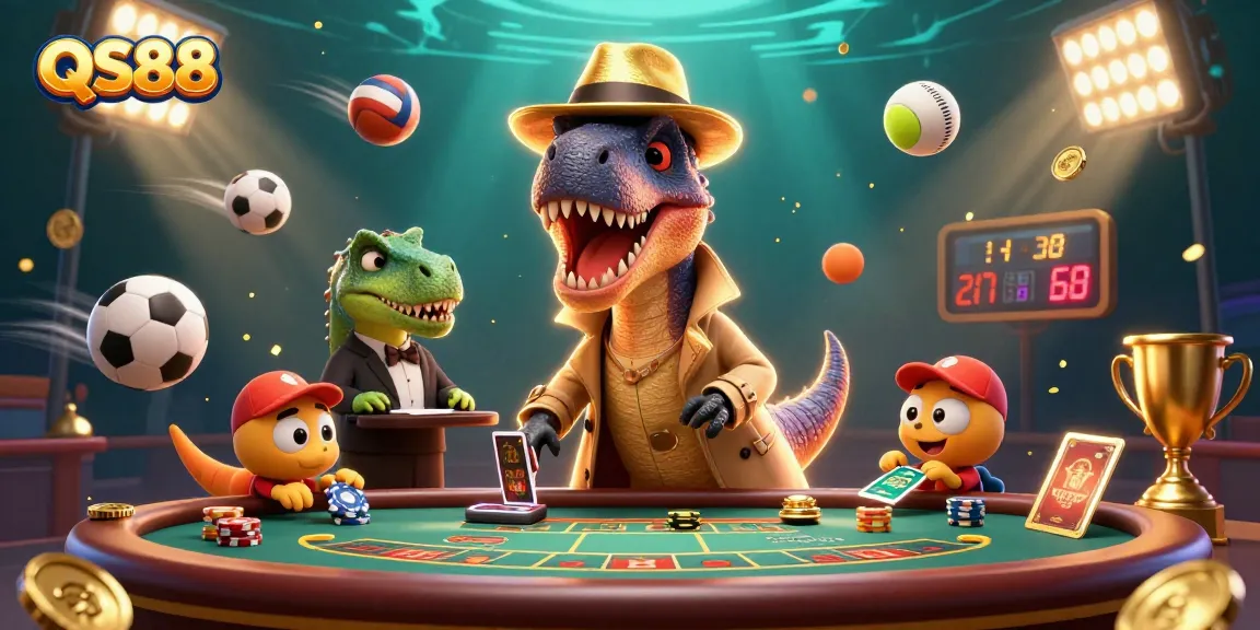 Experience the thrilling gameplay at QS88 with vibrant 3D cartoon characters in an engaging casino scene.