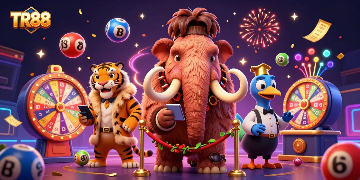 Experience the thrilling excitement of TR88 with vibrant lottery balls and dynamic casino elements.