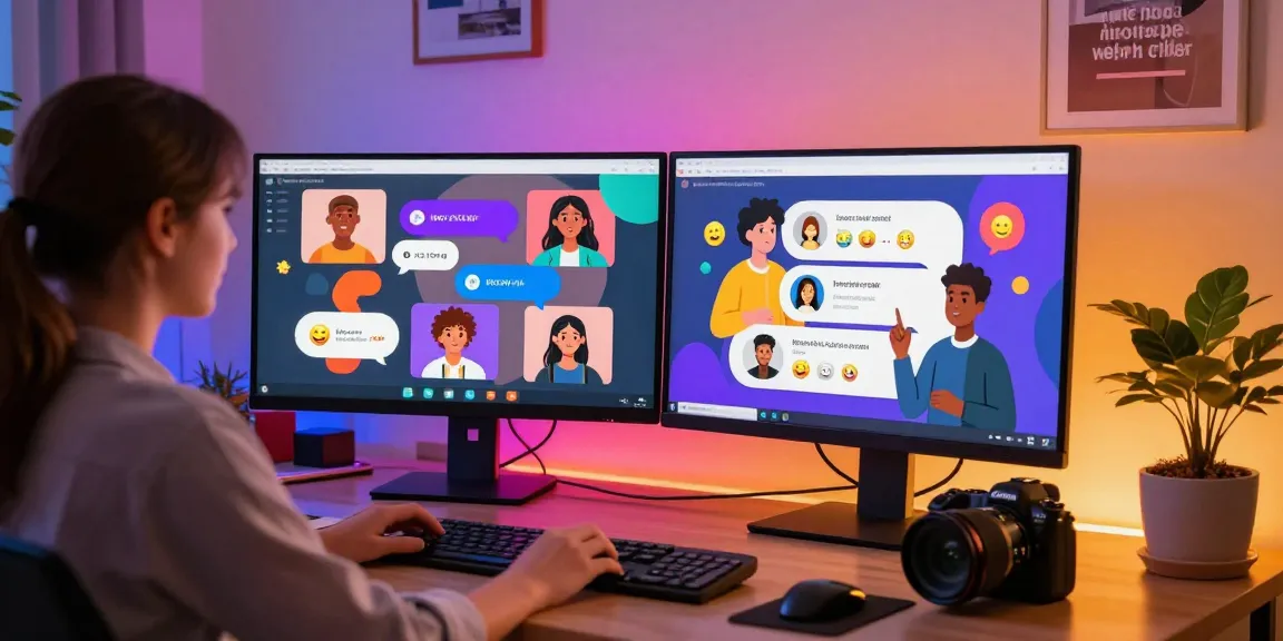 Interactive ai nsfw chat scene with diverse avatars in a cozy digital environment.