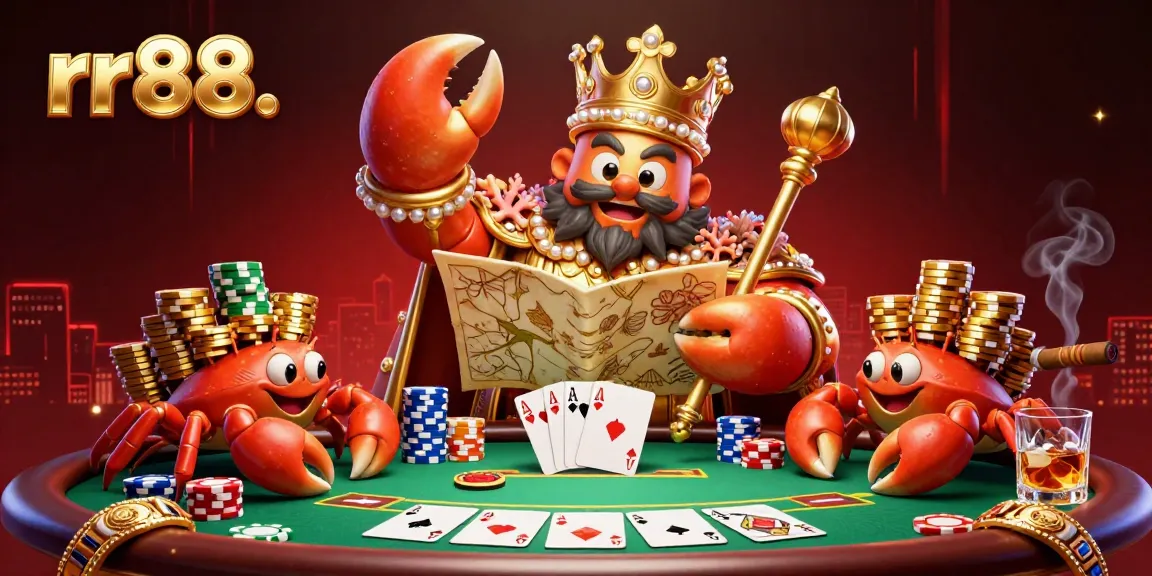Experience thrilling gaming vibes at rr88. with golden crab emperor and intricate poker elements.
