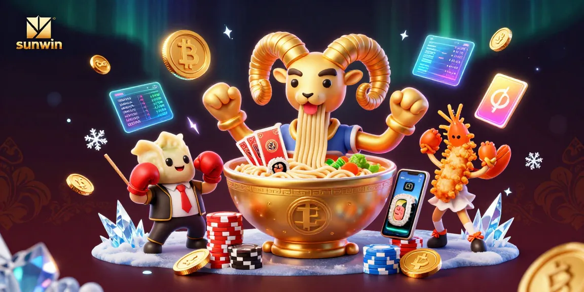 Join the excitement at sunwin, featuring a vibrant 3D casino scene with animated characters and crypto elements.