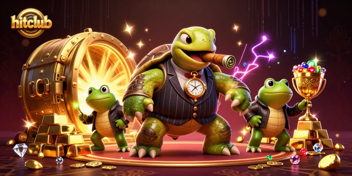Experience the excitement at hitclub with a vibrant 3D casino illustration featuring dynamic characters and rich elements.